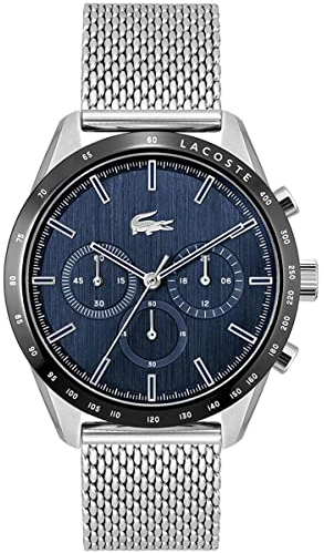 Lacoste Multi Zifferblatt Quarz Uhr für Herren Kollektion Boston mit Silbernes Edelstahl-Mesh-Gliederarmband - 2011163