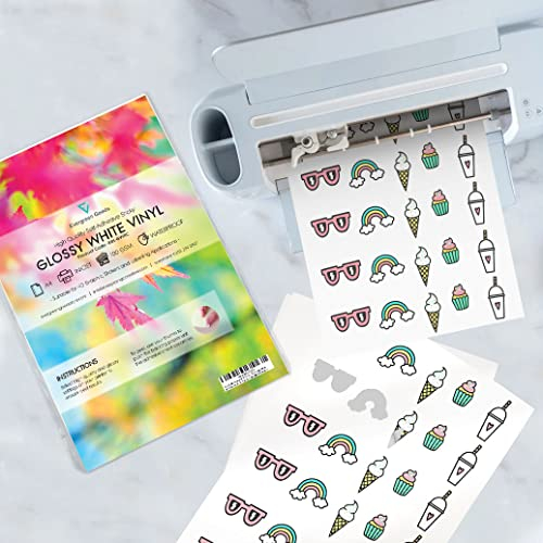 20 Blatt Stanz-/Plotting-Maschinen-Aufkleber Vinyl | A4 Wasserdicht Glänzend Weiß | Inkjet Bedruckbar | Geeignet für Cricut Silhouette Cameo Brother Gemini | Machen Sie Ihre eigenen Aufkleber zu Hause