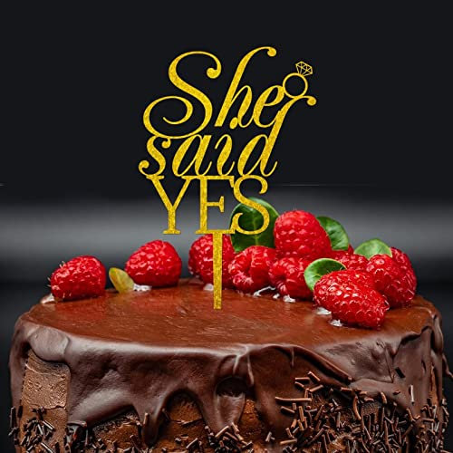 Gold Glitzer Hochzeit Kuchen Topper, She Said Yes Cake Topper, Baby Shower Cake Topper Custom Mr Mrs Cake Topper Verlobung Kuchen Topper Dekoration