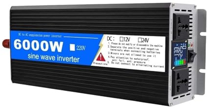 Inversor Corriente Coche Inversor Onda Sinusoidal para Pura 6KW 3.2kW 4KW 5KW DC 12V24V AC 220V 60Hz Convertidor Banco Energía Portátil Transformador Solar Coche(4000W,24V,220V 60hz)