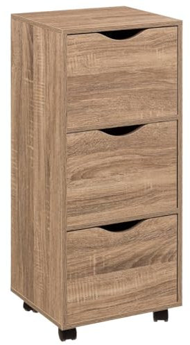 Five - Meuble Tour 3 Tiroirs sur roulettes Coloris Bois Naturel H. 80.5 cm