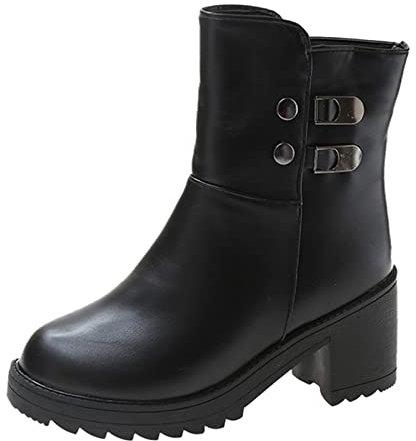 Bottes Courtes d'hiver Fermeture éclair Talons en Peluche Chaussures rétro Thermiques pour Femmes épaisses Bottes Respirantes pour Femmes Aigle Bottes