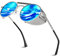Sunier Sonnenbrille Herren Polarisiert Retro Rund Steampunk Metall Seitenschutzbrille Gothic Damen Brille
