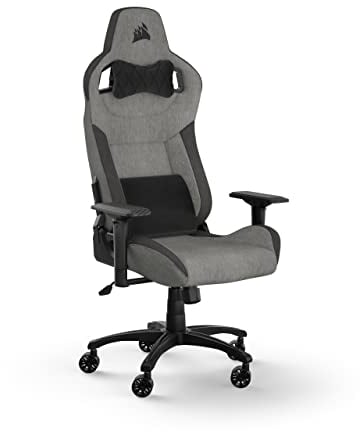 Corsair T3 RUSH Gaming-Stuhl aus Stoff (2023) — vom Rennsport inspiriertes Design — weiche Stoffaußenseite — gepolstertes Nackenkissen — Lendenwirbelstütze aus Memoryschaum — verstellbare Sitzhöhe — Anthrazit und Schwarz