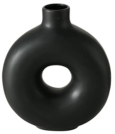 Boltze Vasen Set Lanyo (Farbe schwarz, Blumenvase aus Keramik, runde Form, Maße 17x7x20 cm, Deko-Vase) 2010842