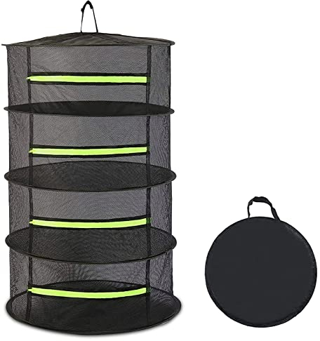 ZeYou Rejilla de Secado hidropónico de Malla Plegable de 4 Capas,Plantas Hierbas Secador Hierbas Malla con Cremallera para Colgar Hierbas, Flores,Pescado