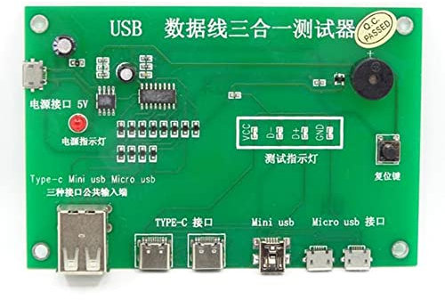 Duendhd Tester per Cavi USB, Dispositivo di Prova per Cavi Dati Preciso Type-C/Mini USB/-USB Tester per Cavi USB Tester per Cavi di Ricarica