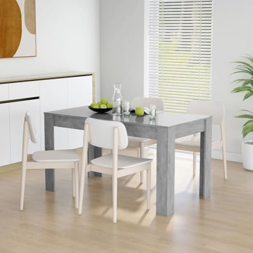 INLIFE Mesa de comedor gris hormigón 140 x 74,5 x 76 cm, material de madera, 26,2 kg, 804206
