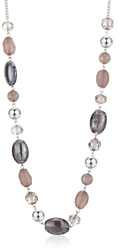 FULU AUTUMN Lange Perlenkette Damen Boho Lange Stein Kette Statement Schmuck Beste Freundin Geschenke(10-Grey)