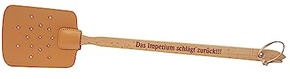 Neustanlo - Fliegenklatsche aus Holz und Leder - mit Spruch Das Imperium schlägt zurück!!! - extra stark - mit Holzstiel und Lederband - 47,5 cm