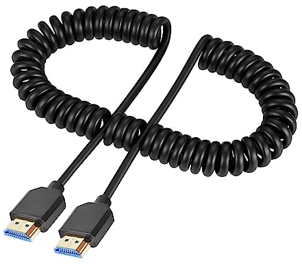 Duttek Cavo HDMI 48 Gbps 2,5 m, ad alta velocità da HDMI2.1 a HDMI, cavo a spirale ultra sottile 8K HDMI 2.1 maschio, supporta 8K a 60Hz, HDR dinamico compatibile con TV, monitor, computer, Xbox,