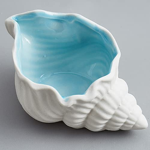 Disoza Bandeja De Conchas Bandeja Decorativa Para Joyas Bandeja Decorativa De Conchas Marinas 19.5 * 12 * 9cm Bandeja Para Joyas Bandeja De Cerámica Para Almacenar Llaves Plato De Porcelana