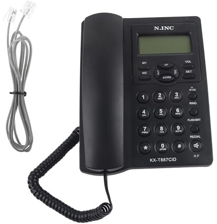 Telefon Schnurgebunden,Festnetlefon,Schnurgebunde Telefon Mit LCD-Display Und isprecheinrichtung,3-Gruppen-ALA,Schnurgebunde Telefon – Schwarz Festnetlefone,Kommution Und Peheäte,