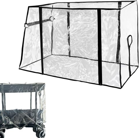 LOMUG Bollerwagen Regenschutz, Universal Transparente Regenabdeckung PVC Bollerwagen Abdeckung Faltbare Handwagen Regenverdeck Outdoor Wasserdicht Regenschutz Kinder Bollerwagen Zubehör