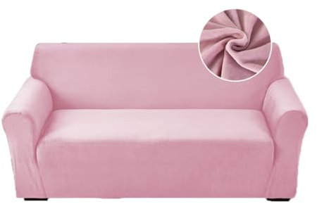 Highdi Stretch Sofabezug 1 Sitzer, Samt Élégant Waschbare Haustier-Sofa-Möbelbezüge Couchhusse Elastisch Weich Sofahusse für Wohnzimmer (Rosa,1 Sitzer)