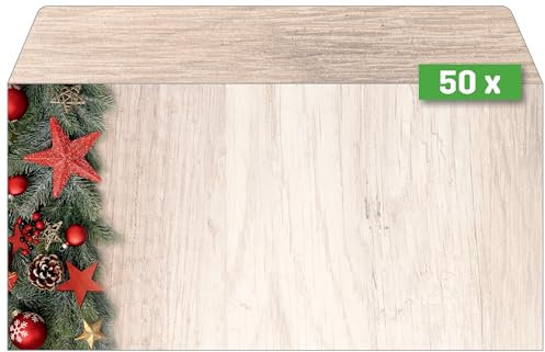 SIGEL DU442 Briefumschläge Weihnachten Chalet Style, gummiert, DIN lang, 50 Stück, aus nachhaltigem Papier