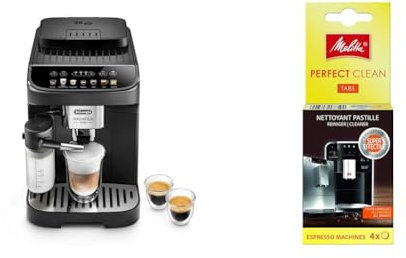 De'Longhi Magnifica Evo ECAM 292.81.B Kaffeevollautomat mit LatteCrema Milchsystem & Melitta 178599 Perfect Clean Reinigungstabs für Kaffeevollautomaten und Espressomaschinen | 4 Tabs