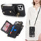 Lipvina Hülle für iPhone 11 Pro Max Hülle mit Band Kartenhalter handyhülle Hülle für iPhone 11 Pro Max mit Reißverschluss Band Ring Ständer Case für Frauen - Schwarz
