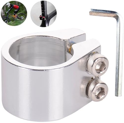 FZGLHQQ Bicycle Seatpost Clamp, Heavy Duty Double Layer Clamp Quick Release, 31.8mm Diameter, Silver