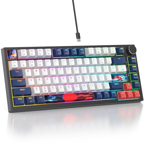 SbocKeeb V400 Teclado Mecanico 75% Gasket Mouted, Personalizado Intercambiable En Caliente 75% TKL Cableado Mecánico RGB Teclado con Almohadillas Que Absorben El Sonido, Americano QWERTY Programable