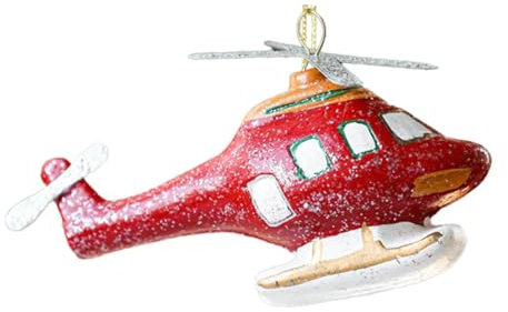 perfk Weihnachtsbaumschmuck zum Aufhängen, Basteln, lustige Weihnachtsdekoration, Anhänger, Weihnachtsbaum-Dekor für Esszimmer und Garten, Roter Hubschrauber, 13x8 cm