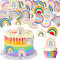 Blumomon 40 Stück Essbar Kuchen Dekoration Regenbogen Cupcake Topper Regenbogen Tortenaufsatz Kuchen Kindergeburtstag Party Dekoration Baby Shower Party Backen