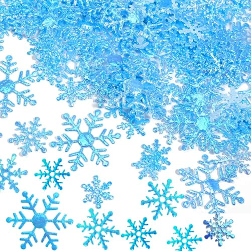 ParPix 3 Größen Streudeko Schneeflocken Deko, 800 Stück Schneeflocken Konfetti Weihnachten Deko,Streudeko Weihnachten,Schneeflocke Frozen Tischdeko,Deko Schnee Selber Basteln Winterdeko Weihnachtsdeko