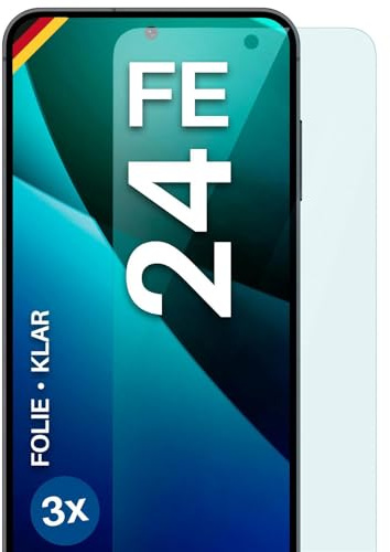moex für Samsung Galaxy S24 FE Schutzfolie Displayschutz Folie Ultra-klar HD 0,2 mm kompatibel mit jeder Hülle, Anbringen ohne Blasen, Handyfolie Extra Kratzfest, FlexProtect 3 Stück