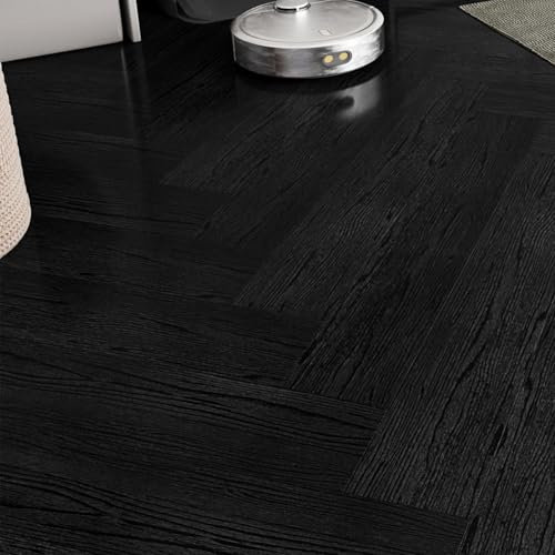 LaCheery 36 Pezzo Pavimento in PVC Adesivo Effetto Legno Nero Rivestimento Pavimenti Autoadesivo 90cm x 15cm Impermeabile Pavimento PVC Adesivo Effetto Legno Antiscivolo Rovere per Cucina Garage