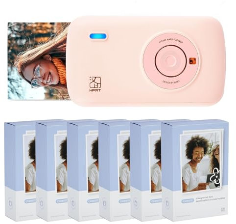 HPRT CP2100 Imprimante photo avec 130 feuilles de papier photo, mini imprimante couleur portable 2,1 x 3,4, Bluetooth 5.0, sublimation thermique, couleur stable, 300 DPI imprimante photo pour