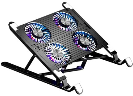 Laptop Cooling Pad – Slim and Foldable Design, Silent and Fast Cooling Laptop Fan with Adjustable Height, Portable PC Cooling Stand for Laptops and Notebooks, Essential Laptop Accessories