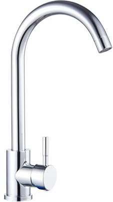 Faizee Home | Genial Armatur Chrom – Kompakte Küchen- & Waschtischarmatur aus Messing mit 360° Schwenkauslauf & Keramikkartusche | Moderner Wasserhahn für Küche & Bad, pflegeleicht & langlebig