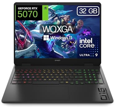 HP Omen Slim Gaming-Laptop, 40,6 cm (16 Zoll), 2,5 K WQXGA (Intel Ultra 9-285H, 32 GB RAM, 1 TB SSD, NVIDIA RTX 5070, Windows 11 Home), spanische QWERTY-Tastatur, Schwarz