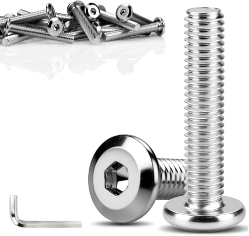 TXXATX Flachkopfschrauben M8x30mm Möbelschrauben 30 Stück Schrauben M8 | Linsenkopfschrauben, Innensechskant Zylinderschrauben, Stahl Verzinkt, mit Hex Key, für Betten, Kinderbetten, Stühle