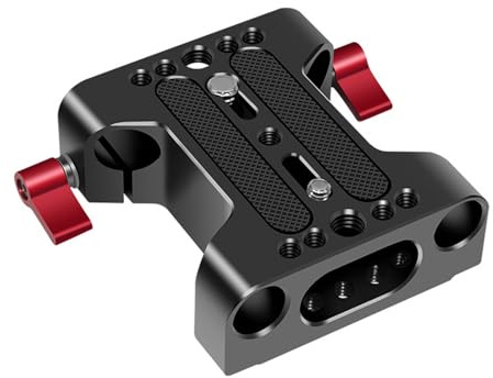 Montesy Aluminum Camera Base Plate with 15mm Rod Rails Clamp Baseplate Replacement for Photography Video DSLR Camera