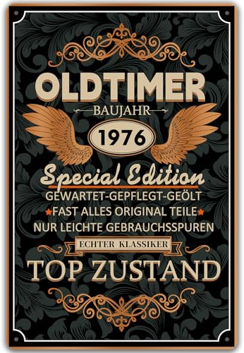 1976 Geschenk 50 Geburtstag Mann, Blechschild Oldtimer 1976 Special Edition, lustiges Schild 50 Geburtstag Deko als Geburtstagskarte, Geburtstagsgeschenk für Mann, Bruder, Freund, Vater, Ehemann