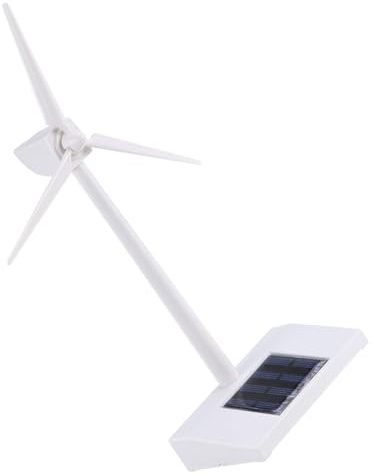 Solar Powered Windmills Wind Turbine Model White ABS Desktop | Windmill Sails, 0.2w Panel, No Glue or Battery Required, Easy Assembly for Children