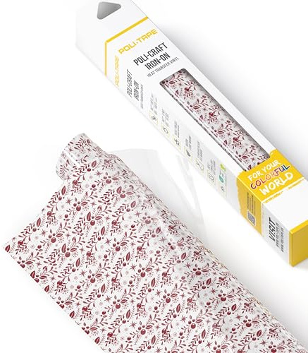 POLI-CRAFT PATTERN (TURBO) - Transferfolie für Textilien – Flexfolie zum Aufbügeln, Plotterfolie für DIY-Shirts, XMAS RED, 30,5 cm x 61 cm