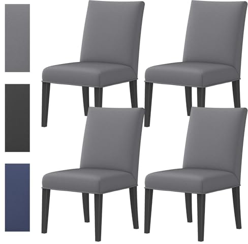 Huracan Stuhlhussen 4er Set 45x45x65 cm, Stuhlbezüge Abnehmbar Waschbar, Stretch Stuhlhussen, Universell Passend für Esszimmer, Küche, Restaurant, Hotel, Bankett, Hochzeit, Party, Dunkelgrau