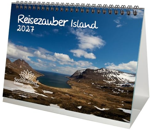 Reisezauber Island DIN A5 Tischkalender für 2027 Reykjavík Stadt Reise Land Urlaub- Seelenzauber