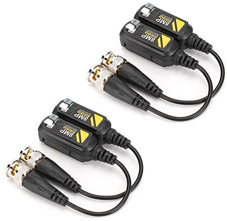 Hochleistungs-Stecker-Twisted-Pair-BNC-Kabel für Klares 8MP-Videosignal, Geeignet für HD-CVI/AHD/TVI-Überwachungssysteme, Schwarz