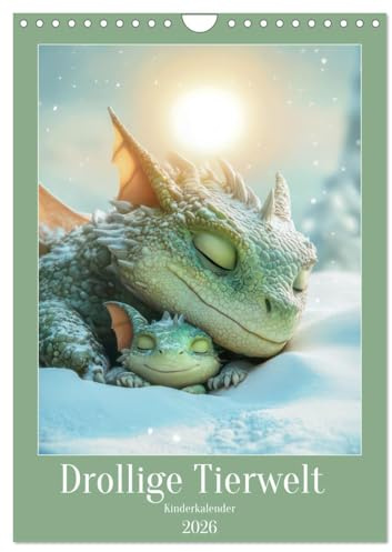 Drollige Tierwelt - Kinderkalender (Wandkalender 2026 DIN A4 hoch), CALVENDO Monatskalender: Tierwelt im Disney Pixar Stil (CALVENDO Tiere)