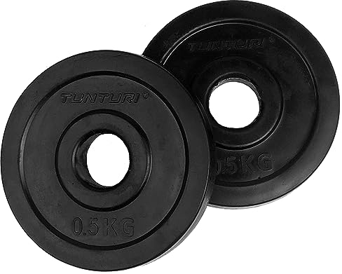 Tunturi Unisex Adult Weight plates Rubber Plates 0.5kg, Pair - Black, 1