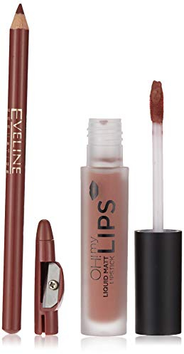 Eveline Cosmetics Oh! My Lips Matte Liquid Lipstick & Lip Liner Set - Verzaubernde Farben mit Vitamin E & Hyaluronsäure