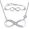 Billie Bijoux Infinity Unendlichkeit Symbol Damen Armband Halskette 925 Sterling Silber Zirkonia Armkette Verstellbar Armband Halsketten Schmuck-Set (A-Silver)