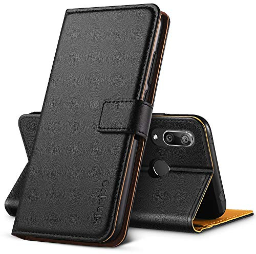 Hianjoo Coque Compatible pour Huawei Y7 2019, Housse en Cuir avec Magnetique Premium Flip Case Portefeuille Etui Compatible pour Huawei Y7 2019, Noir