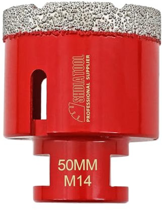 SHDIATOOL Forets Diamant 50mm Trépans de Forage avec Filetage M14 pour Perçage à sec en Porcelaine Carrelage Granit Marbre