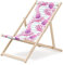 Outentin Liegestuhl Holz Klappbar - Sonnenliege - Premium Beach Chair Groß - für Garten, Balkon und Strand - Modernes Design - Strandliege Holz Klappbar – Bis zu 130 kg Motiv Rosa Ananas
