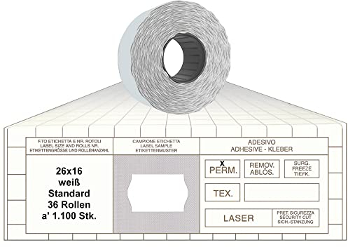 Preisetiketten 26x16 Standard weiß 36 Rollen