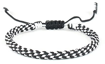 HYXX Bracciale Tibetano, Bracciale Regolabile Amicizia Etnica Bracciali Multicolor Corda Intrecciata Nero Bianco Classico Braccialetti con Ciondoli Fatti A Mano Donna Uomo Migliori Amici Regalo